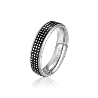 1 - Brosway Bullet steel and black enamel men's ring size 27 BUL35E