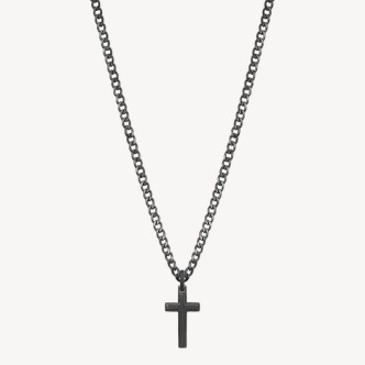 1 - Brosway Ink BIK20 black steel cross man necklace