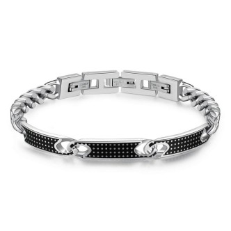 1 - Bracciale uomo catena acciaio e smalto nero Brosway Bullet BUL26