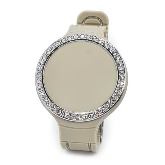 1 - Woman watch Zitto Diva beige Dove Gray silicone with rhinestones