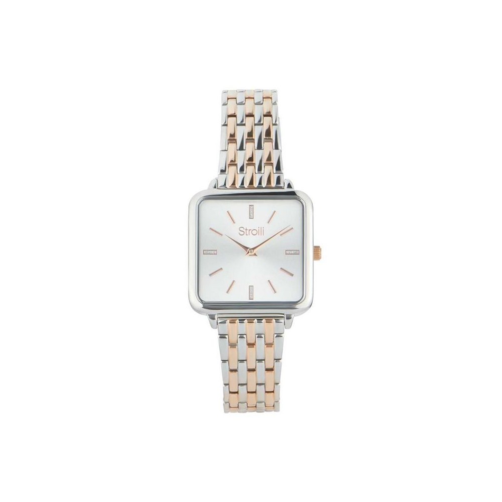 1 - Stroili Time Square women's time only watch bicolor square steel 1674221