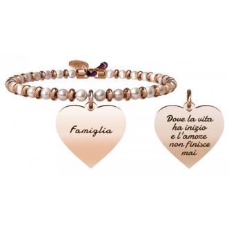 1 - Bracciale Kidult 731422 acciaio 316L PVD Rosè con perle coltivate collezione Family