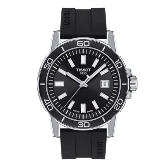 1 - Tissot Supersport Gent men's black watch only time T125.610.17.051.00 silicone strap