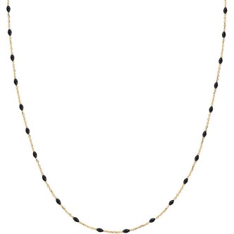 1 - Amen woman necklace 9Kt yellow gold with black grains AU9CLGN