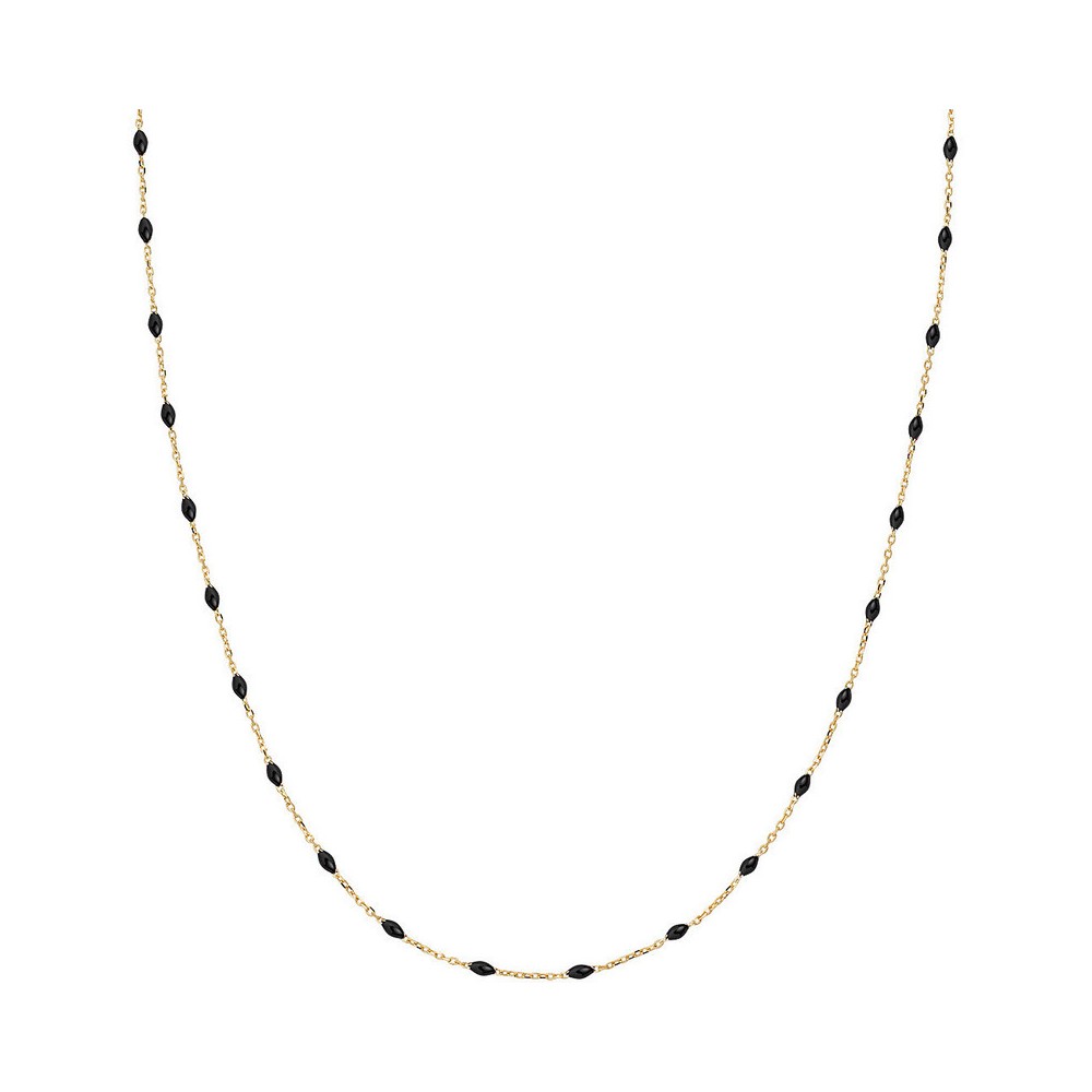 1 - Amen woman necklace 9Kt yellow gold with black grains AU9CLGN