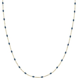 1 - Amen woman necklace 9Kt yellow gold with blue grains AU9CLGBL