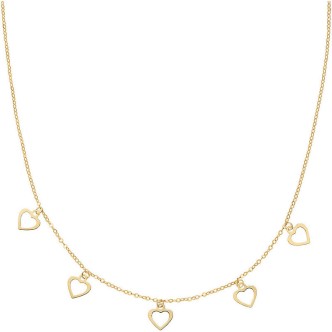 1 - Amen woman necklace 9Kt Yellow Gold hearts AU9CLMCUG