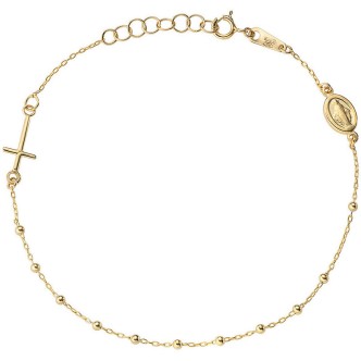 1 - Bracciale donna Amen Oro Giallo 9Kt croce e Madonna  AU9BRO18G3