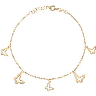 1 - Bracciale donna Amen farfalle pendenti Oro Giallo 9Kt AU9BRMFAG