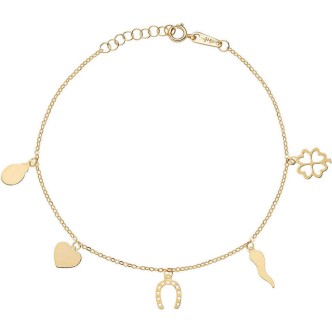 1 - Amen lucky charm woman bracelet 9Kt Yellow Gold AU9BRFOG