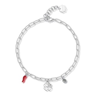 1 - Anklet woman cornetto four-leaf clover steel Brosway Chakra BHKA002