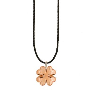 1 - Four-leaf clover woman necklace Rue des Mille Electroformed Silver 925 black rope CL-GB TSN QUAD