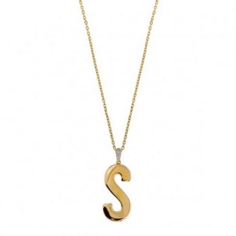 1 - Woman necklace Letter S golden Rue des Mille Electroformed Silver 925 CL-GB 01 S AU