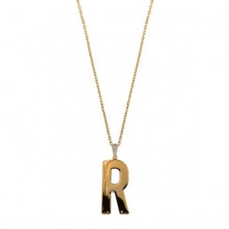 1 - Orecchino donna Lettera R dorata Rue des Mille Elettroformato Argento 925 OR-GB 01 R AU