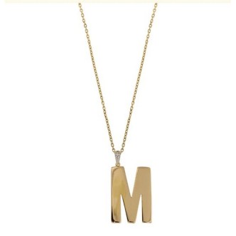 1 - Collana lettera M Rue des Mille donna Argento 925 Elettroformato CL-GB 01 M AU