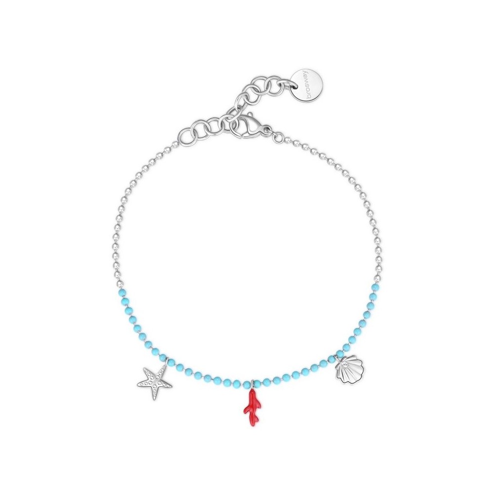 1 - Woman anklet coral, shell and starfish steel and turquoise enamel Brosway Chant BAH71