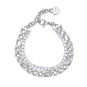 1 - Women's steel double wire tennis bracelet and Brosway Desideri BEI067 crystals