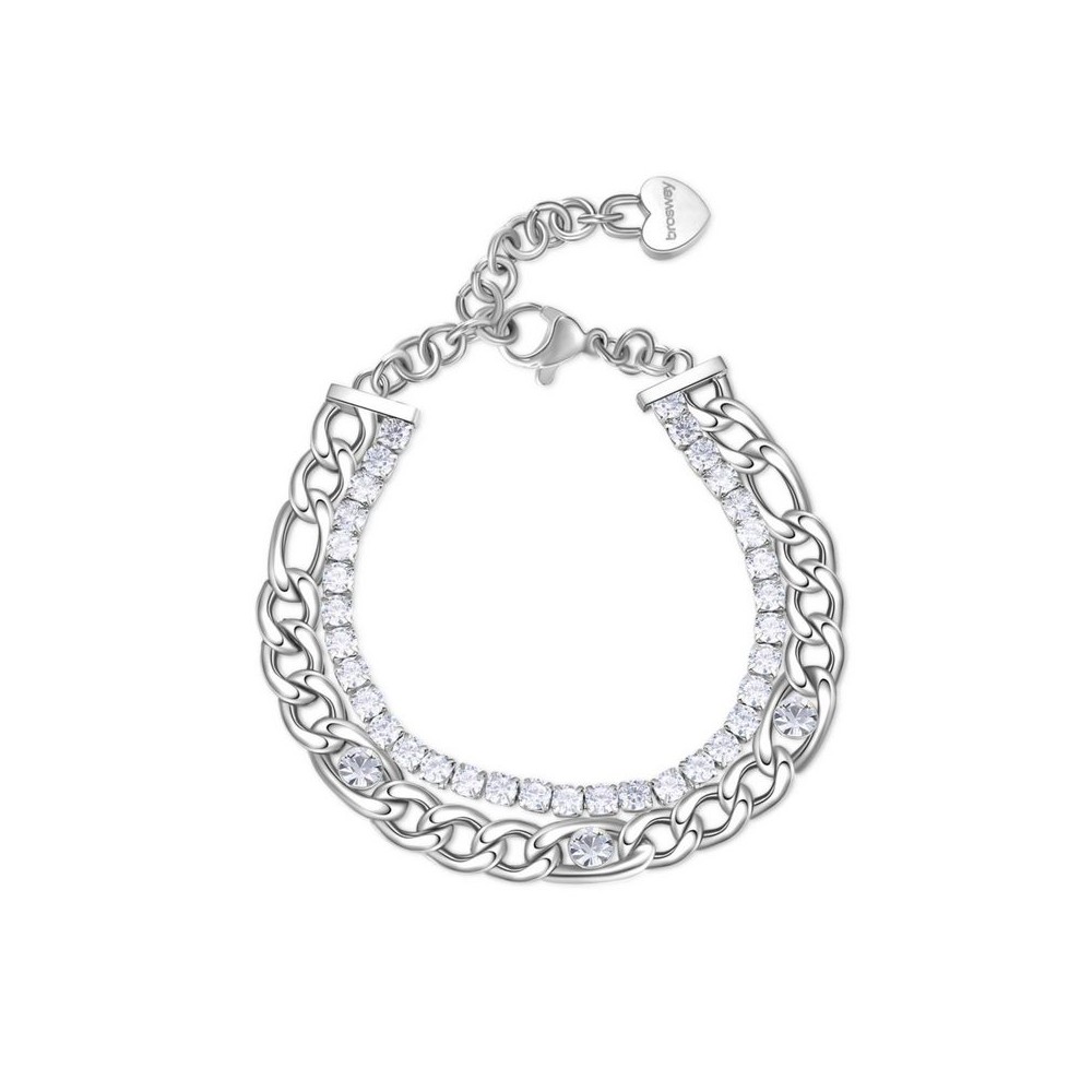 1 - Women's steel double wire tennis bracelet and Brosway Desideri BEI067 crystals