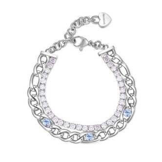 1 - Women's steel double wire tennis bracelet and blue crystals Brosway Desideri BEI069