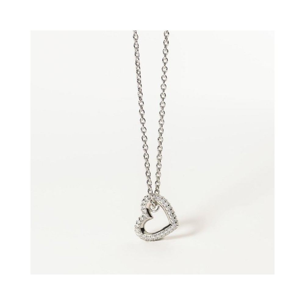 1 - Woman heart necklace 925 silver zircons Mabina 553441