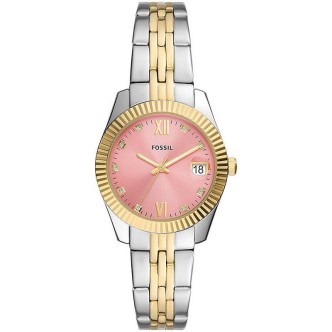 1 - Orologio solo tempo donna Fossil Scarlette fondo rosa bicolor ES5173