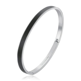 1 - Bracciale rigido uomo acciaio e pelle nera Brosway Withyou BWY34B