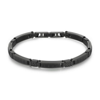 1 - Semi-rigid men's bracelet in steel and black zircons Brosway Backliner BBC14