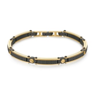 1 - Semi-rigid men's bracelet in golden steel and satin black Brosway Backliner BBC17