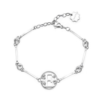 1 - Woman steel letter E bracelet with Brosway Chakra crystals BHKB053