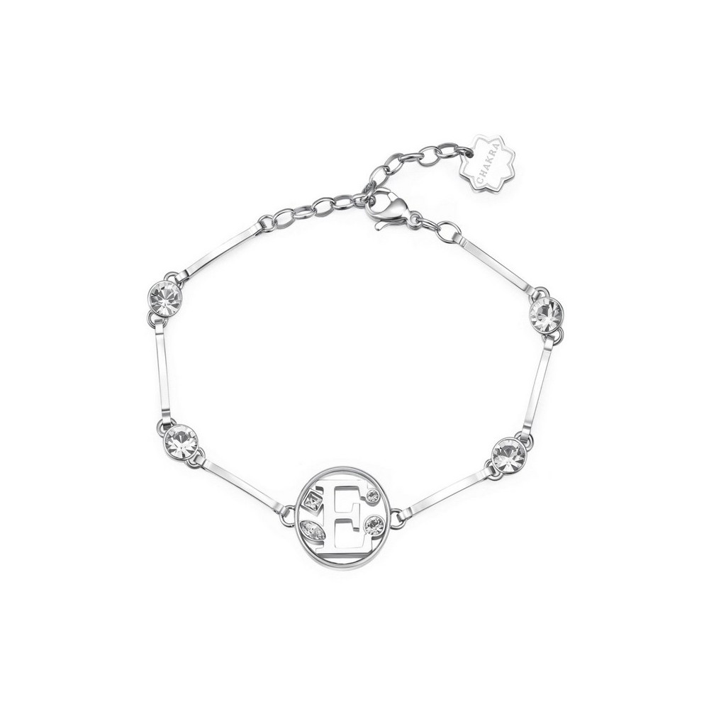 1 - Woman steel letter E bracelet with Brosway Chakra crystals BHKB053