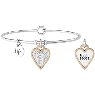 1 - Bracciale Kidult donna "Best mom" cuore acciaio 732000 Family