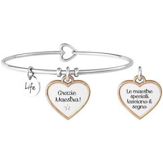 1 - Bracciale Kidult donna "Grazie maestra!" cuore acciaio 732001 Love