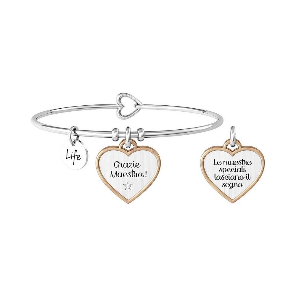 1 - Bracciale Kidult donna "Grazie maestra!" cuore acciaio 732001 Love