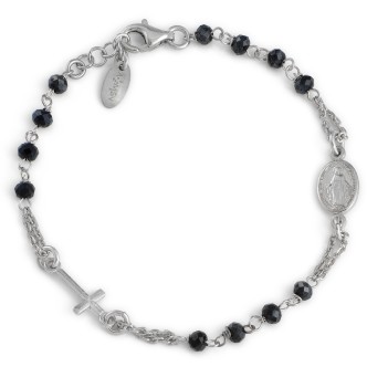 1 - BROBG3 unisex Amen bracelet in 925 silver with gray crystals