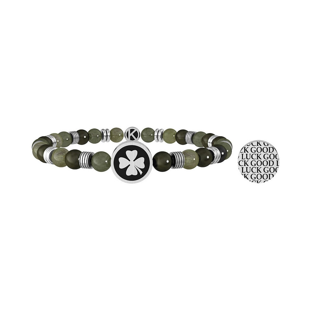 1 - Bracciale Kidult uomo Quadrifoglio pietre verdi Nature 732070