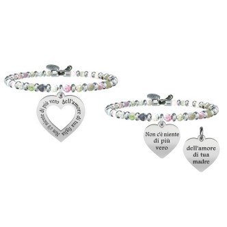 1 - DueBracciali Kidult 731443 acciaio 316L con Agata Mamma - Figlio collezione Family