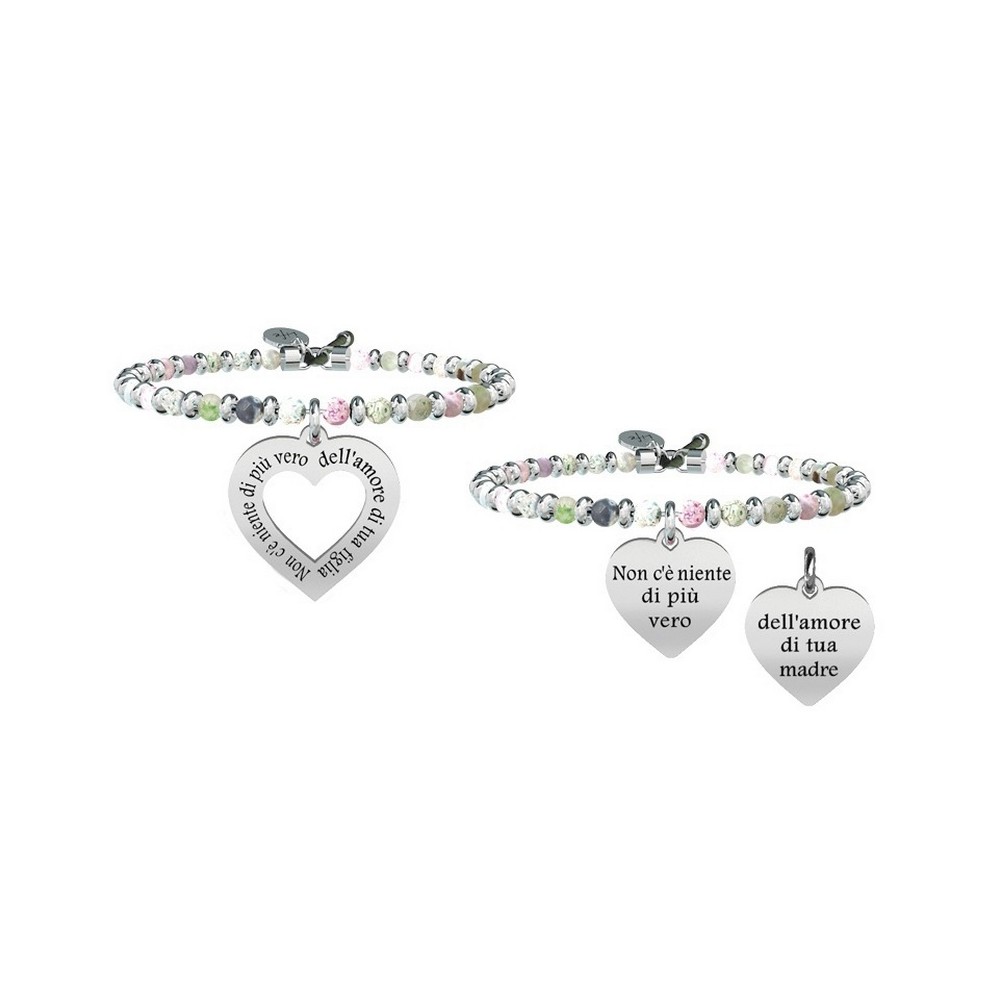 1 - Two Bracelets Kidult 731443 steel 316L with Agata Mamma - Son Family collection