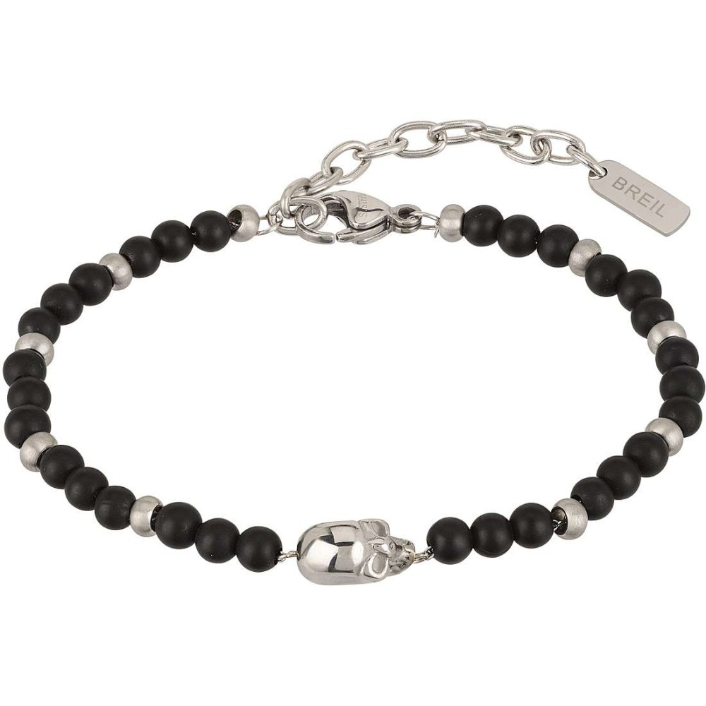 1 - Breil TJ2406 bracelet in stainless steel with black onyx and skull