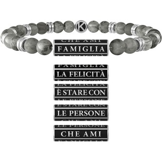 1 - Bracciale Kidult uomo Famiglia acciaio e pietre grigie 732047 Family