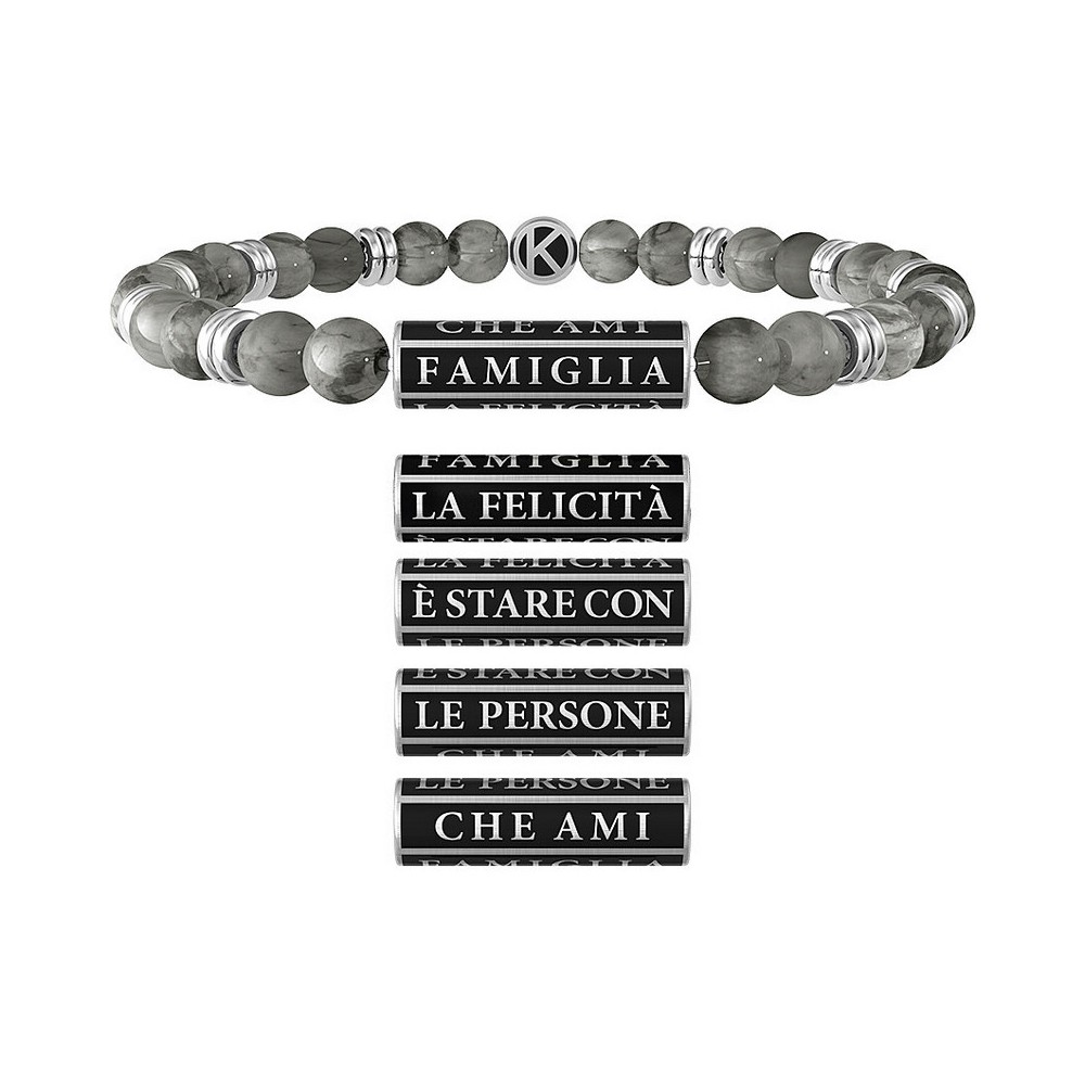 1 - Bracciale Kidult uomo Famiglia acciaio e pietre grigie 732047 Family