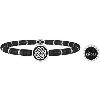 1 - Bracciale Kidult uomo Nodo celtico acciaio e pietre nere 732053 Symbols