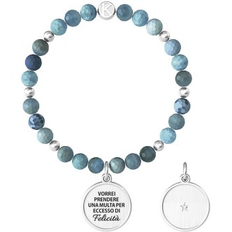 1 - Kidult woman bracelet "I would like to take a fine ..." steel and blue agate 732025 Philosophy