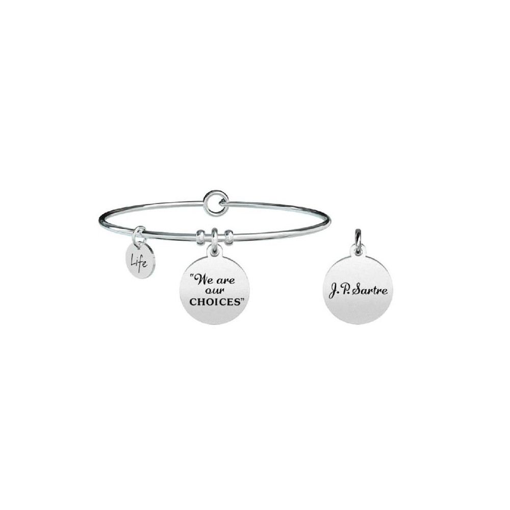 1 - Bracciale Kidult 731301 in acciaio 316L  con frase collezione Philosophy