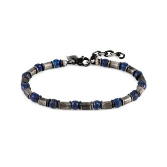 1 - Bracciale uomo acciaio brunito con sfere blu Nomination Instinct Stone 027921/034