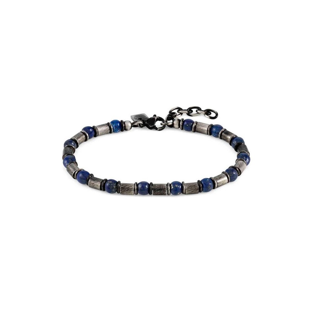 1 - Man burnished steel bracelet with sodalite spheres Nomination Instinct Stone 027921/034