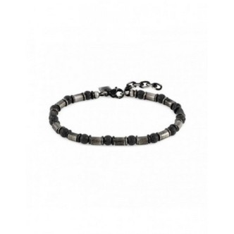 1 - Men's burnished steel bracelet with black spheres Nomination Instinct Stone 027921/036