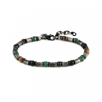 1 - Bracciale uomo acciaio brunito con sfere multicolor Nomination Instinct Stone 027921/061