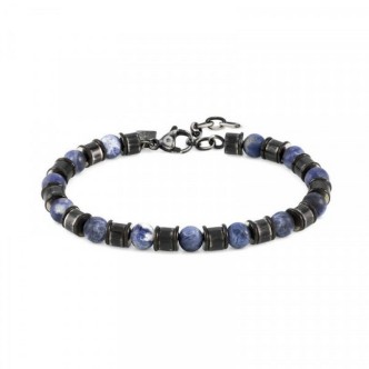 1 - Bracciale uomo acciaio brunito con sfere blu Nomination Instinct Stone 027922/034