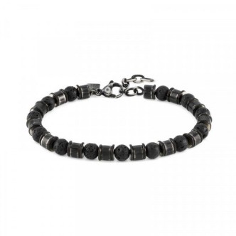 1 - Bracciale uomo acciaio brunito con sfere nere Nomination Instinct Stone 027922/036