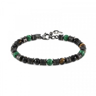 1 - Bracciale uomo acciaio brunito con sfere multicolor Nomination Instinct Stone 027922/061